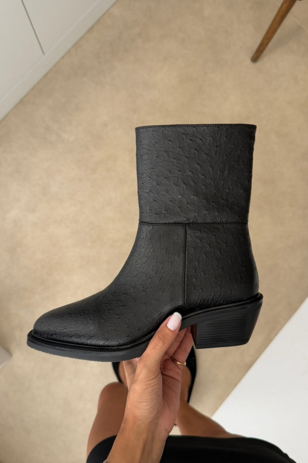Arielle Short Western Boots – Black Croc