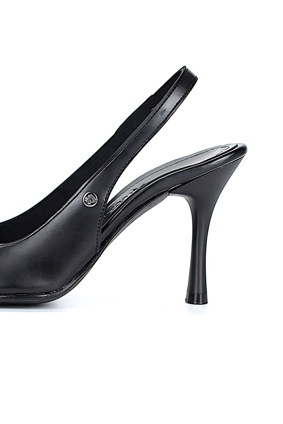 Lavender Esnek Yumuşak Kaymaz Taban (8 cm) Açık Lastikli Slingback Kadın Topuklu Ayakkabı – Siyah Cilt