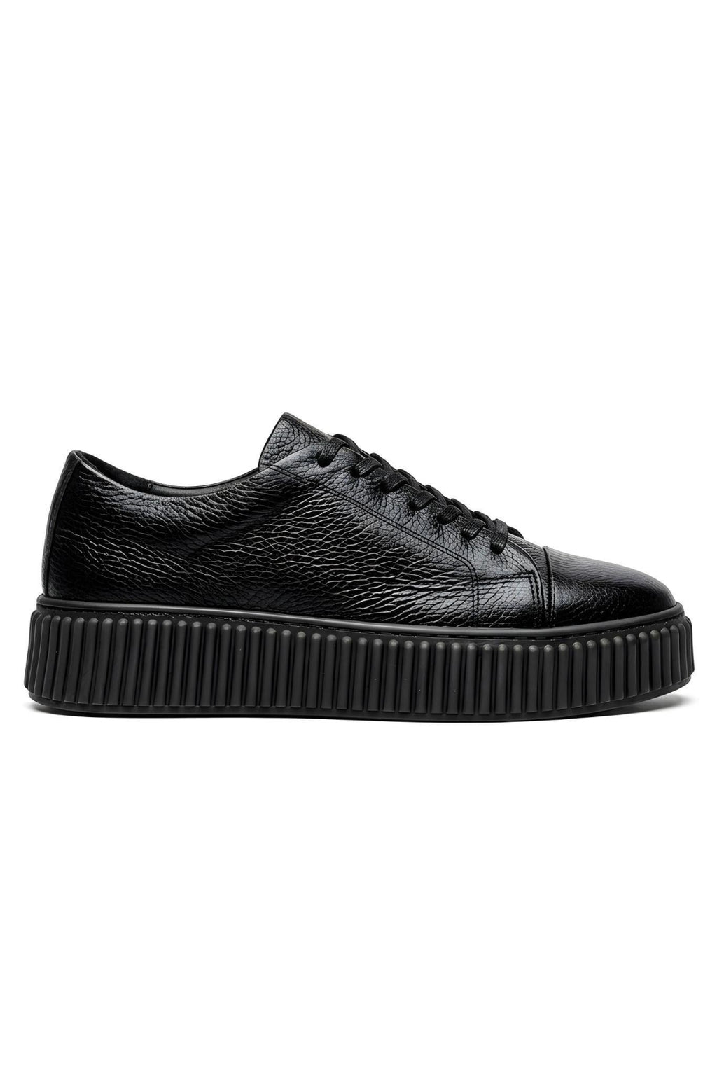 Esteban Siyah %100 Hakiki Deri 4 CM Light Termo Taban Sneaker