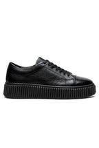 Esteban Siyah %100 Hakiki Deri 4 CM Light Termo Taban Sneaker