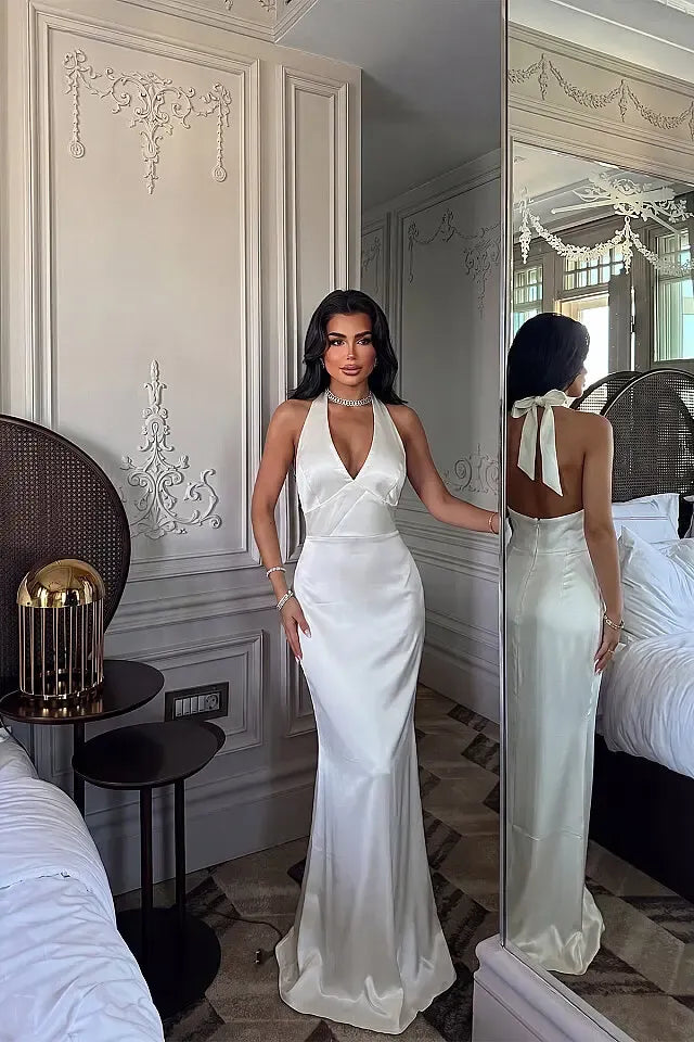 Sorevienne Halter Maxi Dress – White
