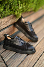 Tony Siyah %100 Hakiki Deri (Nubuk-Floter) Eva Taban Sneaker