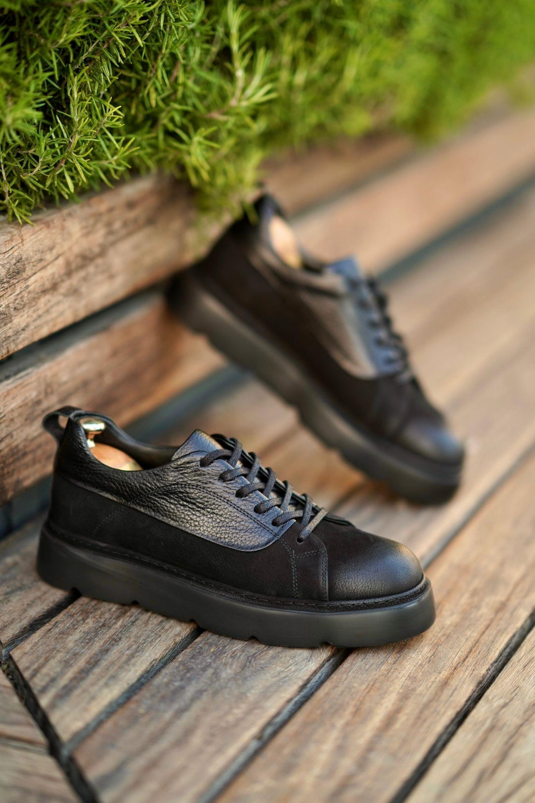Tony Siyah %100 Hakiki Deri (Nubuk-Floter) Eva Taban Sneaker
