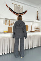 Briar Cable Knit Hooded Two-Piece Set – Light Brown
