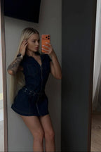 Aveline Denim Belted Mini Dress