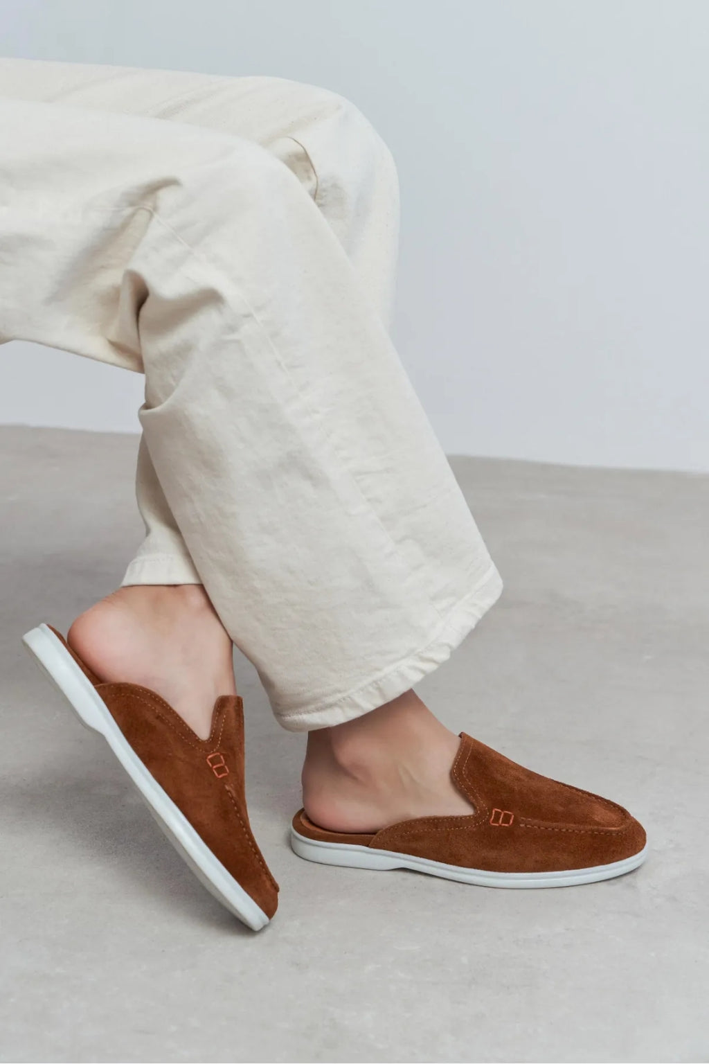 Sorrento – Handcrafted Genuine Suede Leather Mule Loafers – Navy Suede