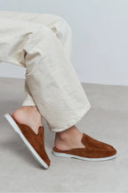 Sorrento – Handcrafted Genuine Suede Leather Mule Loafers – Navy Suede