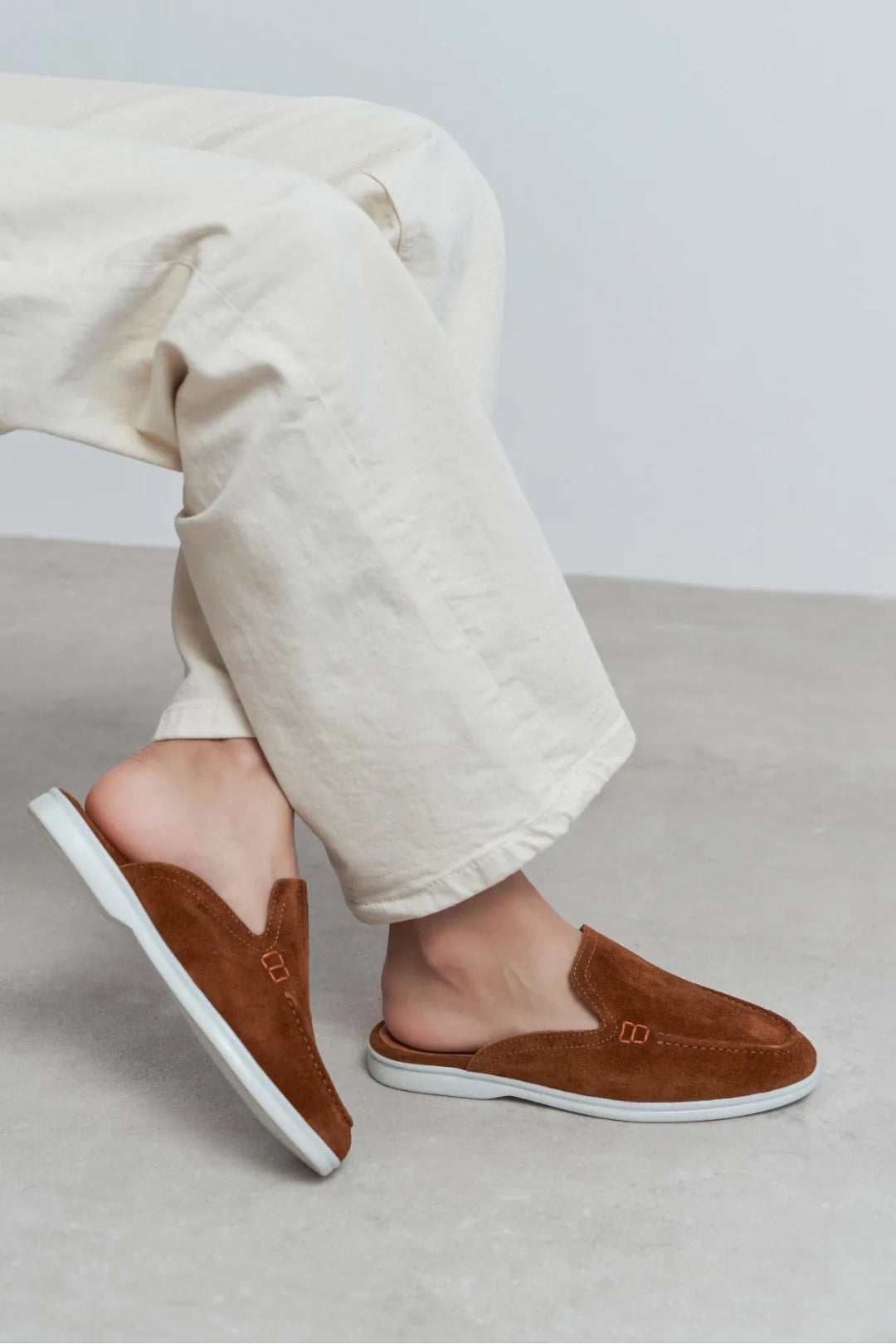 Sorrento – Handcrafted Genuine Suede Leather Mule Loafers – Navy Suede