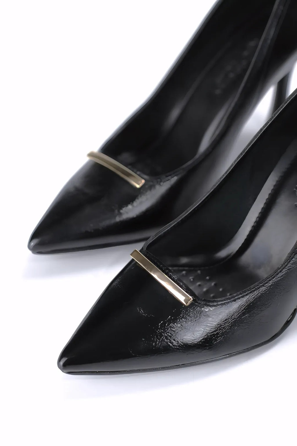 Arina 8 cm Siyah Kadın Topuklu Ayakkabı – İnce Çubuk Tokalı Rugan – Siyah Rugan