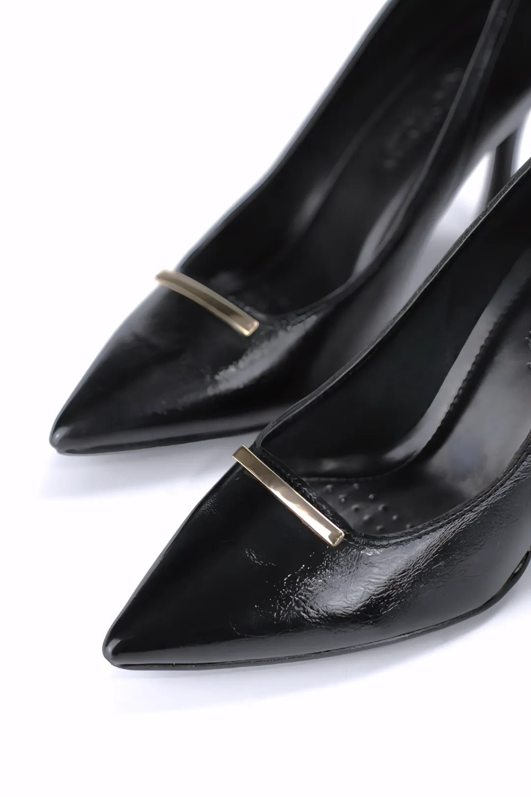 Arina 8 cm Siyah Kadın Topuklu Ayakkabı – İnce Çubuk Tokalı Rugan – Siyah Rugan