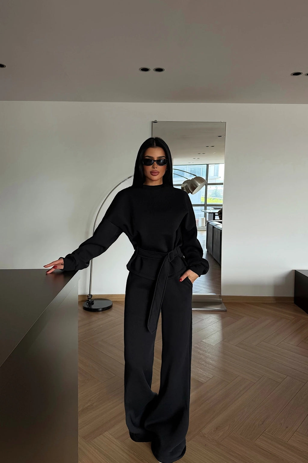 Veylora Sculpted Waist Wide-Leg Lounge Set