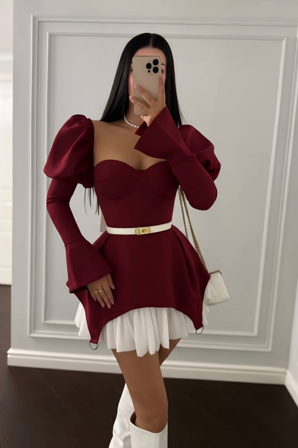 Selene Pleated Mini Dress – Black