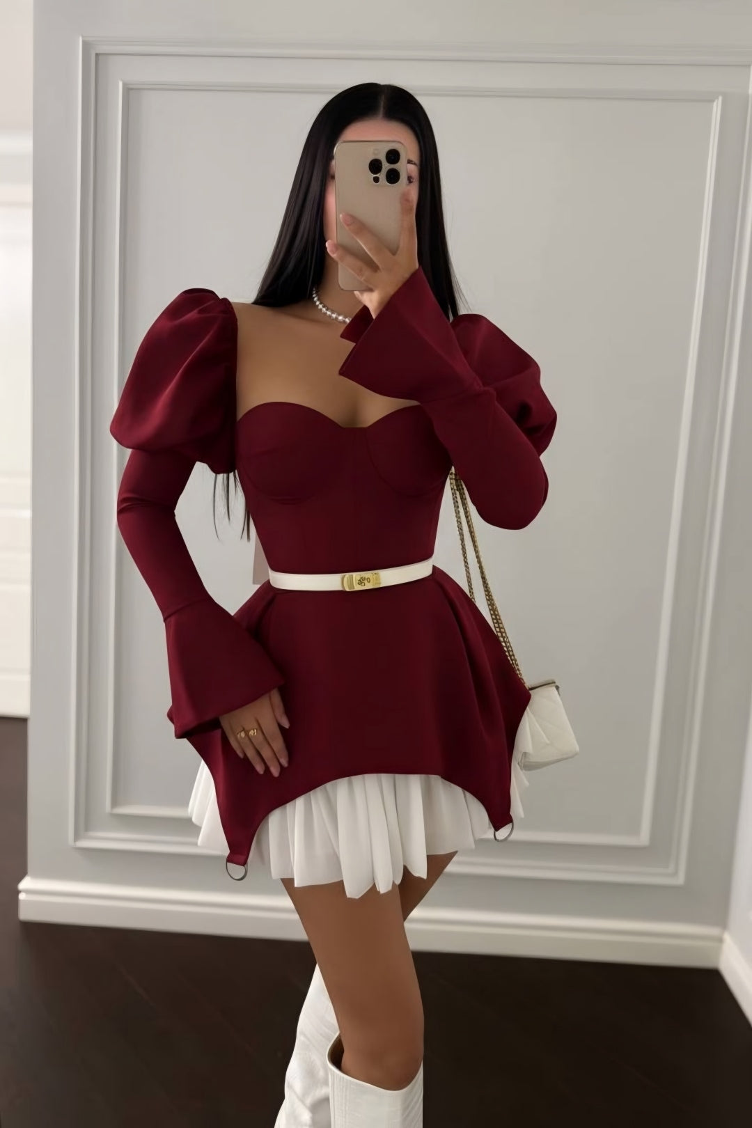 Selene Pleated Mini Dress – Black