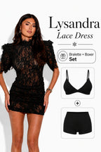 Lysandra Lace Mini Dress & Bralette Boxer 3-Piece Set