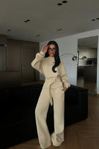Veylora Sculpted Waist Wide-Leg Lounge Set