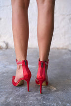 Madrid – Crystal Ankle Satin Heels – Black