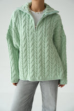 Merrick Chunky Cable-Knit Half-Zip Sweater – Orange