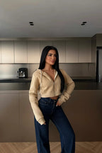 Beige Crop Cut Cardigan