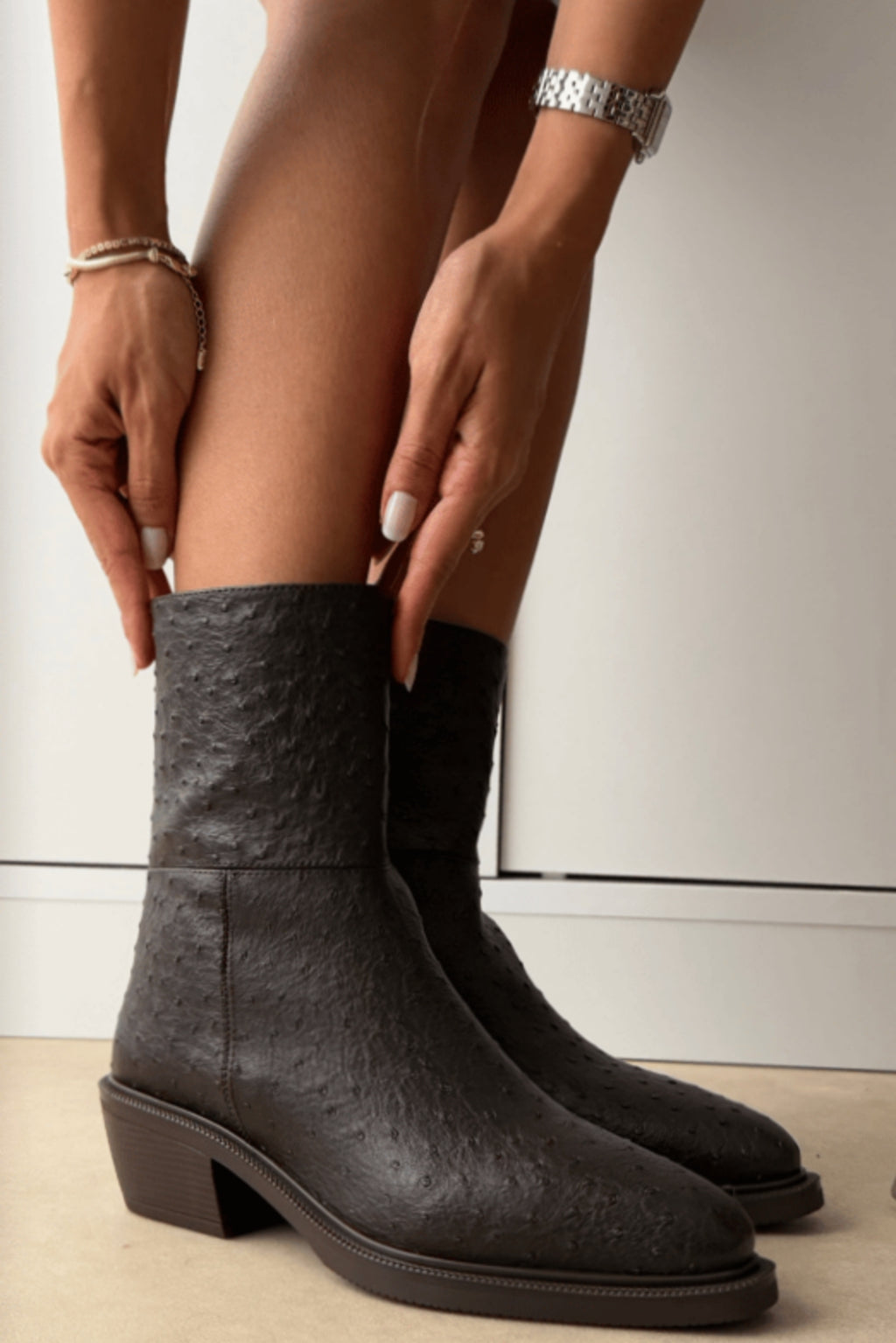 Arielle Short Western Boots – Black Croc