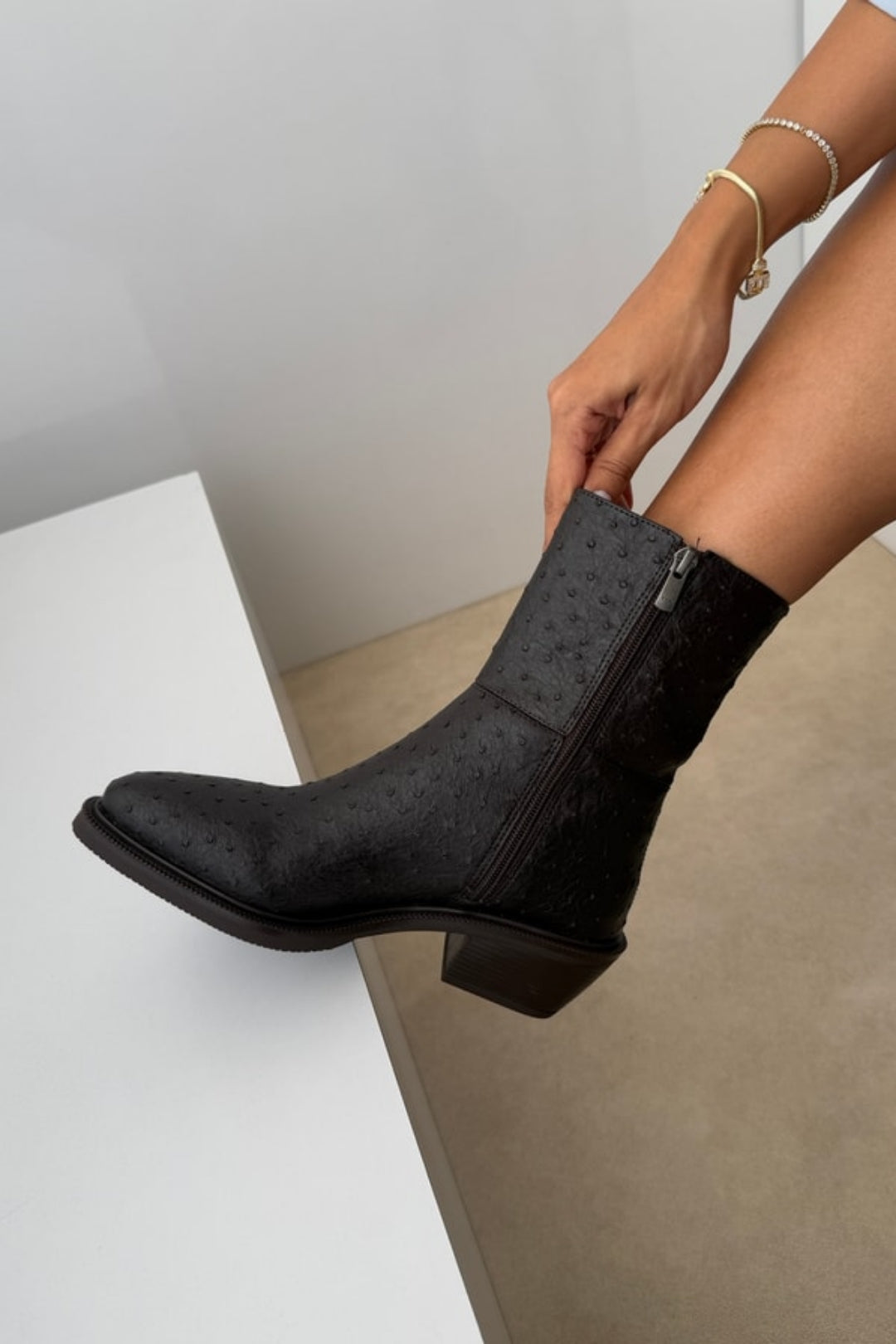 Arielle Short Western Boots – Black Croc
