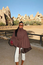 Calviera Water-Resistant Cape-Sleeve Jacket – Bitter Brown