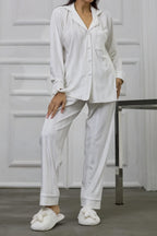 Estelle Striped Velvet Pajama Set — Red