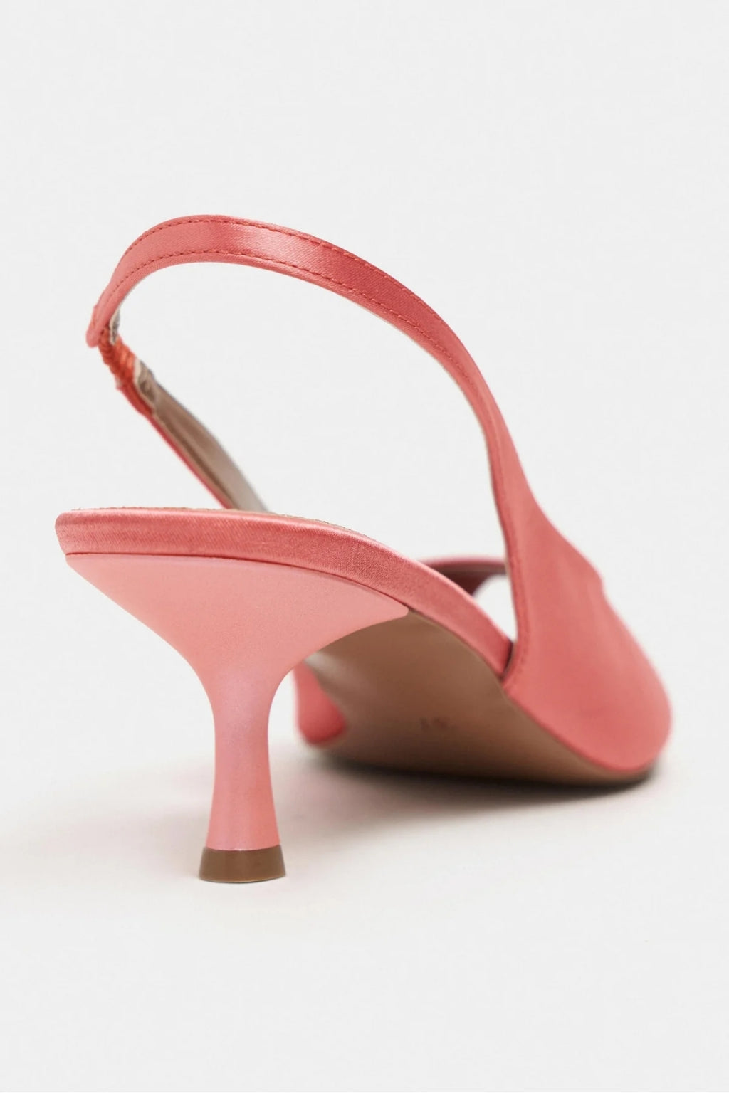 Aurelia Satin Peep-Toe Slingback Kitten Heels – Salmon Satin