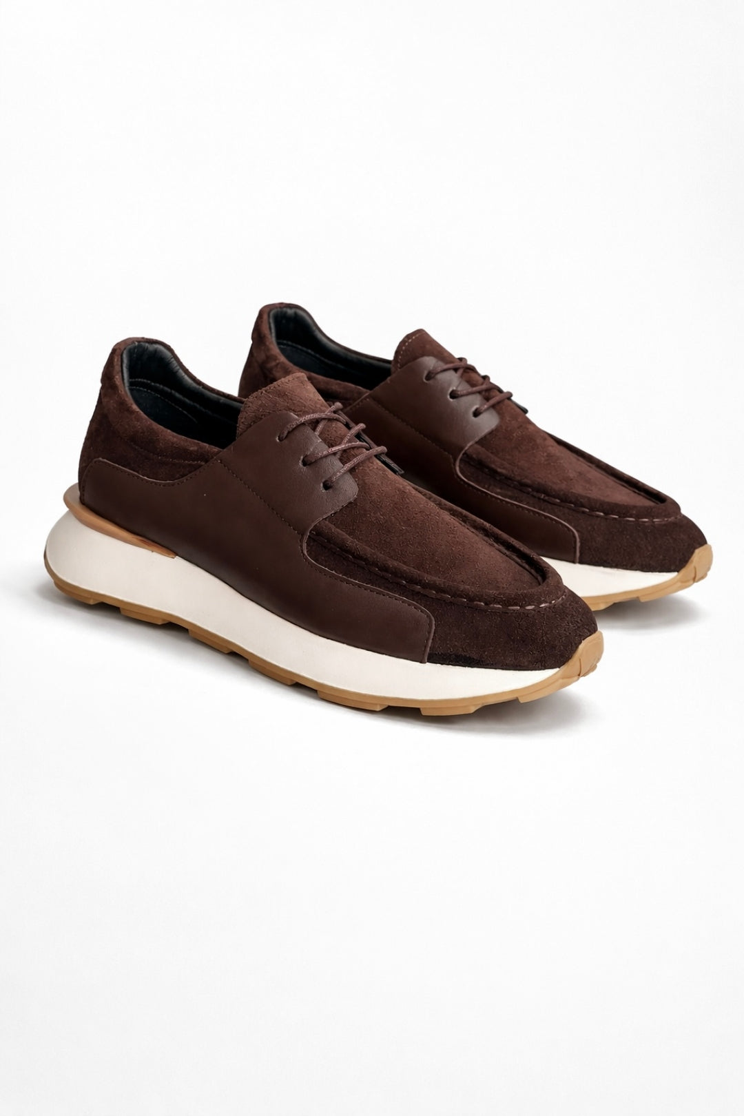 Kahverengi %100 Hakiki Deri Ultra Hafif Eva Taban Sneaker