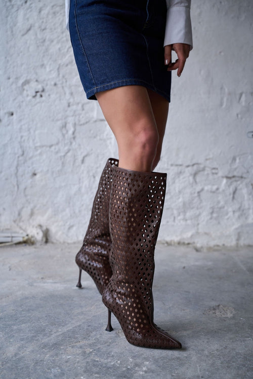 Bovly Genuine Leather Brown Summer Boot
