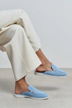 Sorrento – Handcrafted Genuine Suede Leather Mule Loafers – Navy Suede