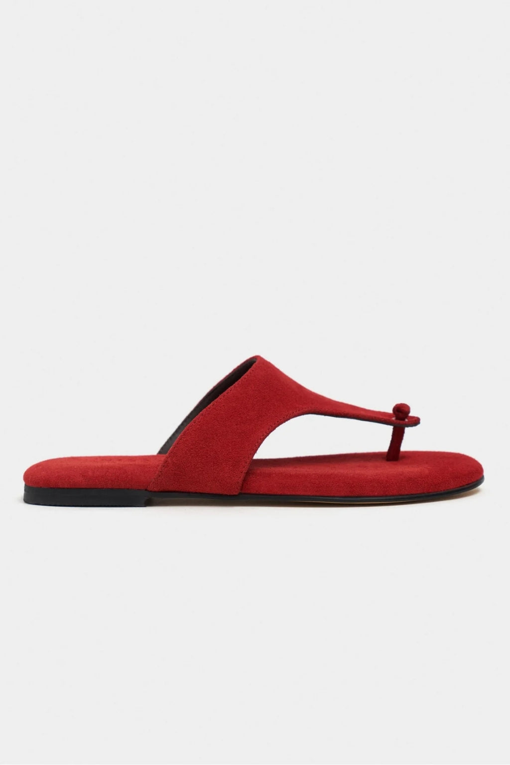Ravello Handcrafted Genuine Leather Toe-Ring Sandals — Red Suede