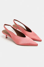 WILSON Satin Slingback Heels – Salmon Satin