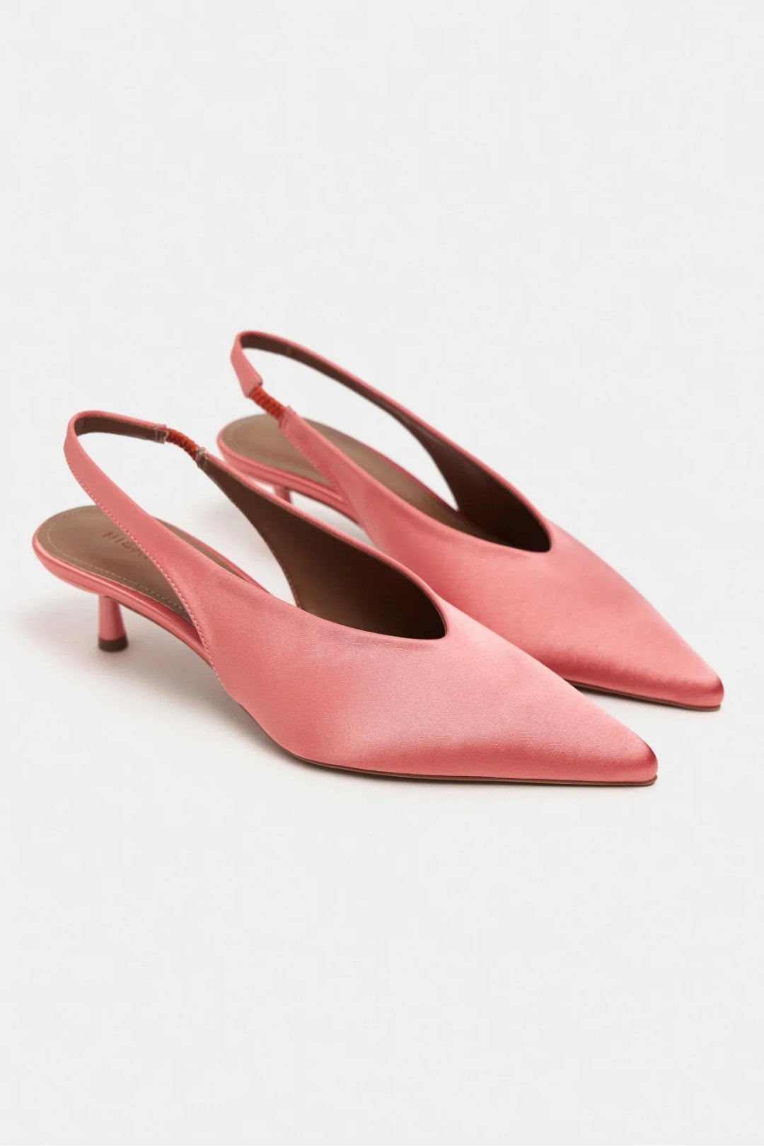 WILSON Satin Slingback Heels – Salmon Satin