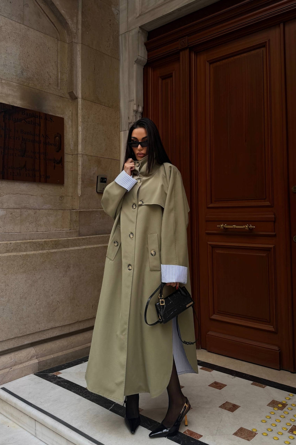 Sable Contrast Panel Trench Coat – Camel