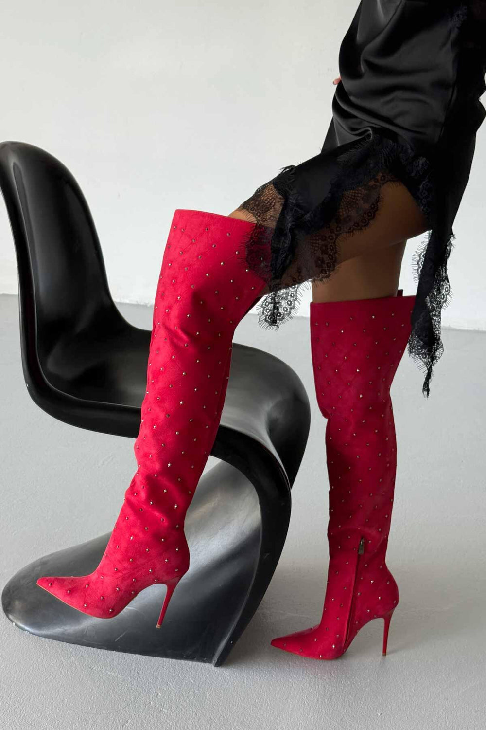 Zavielle Over-the-Knee Stiletto Boots – Metallic Silver