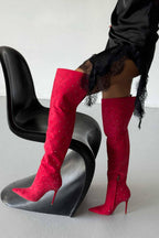 Zavielle Over-the-Knee Stiletto Boots – Metallic Silver