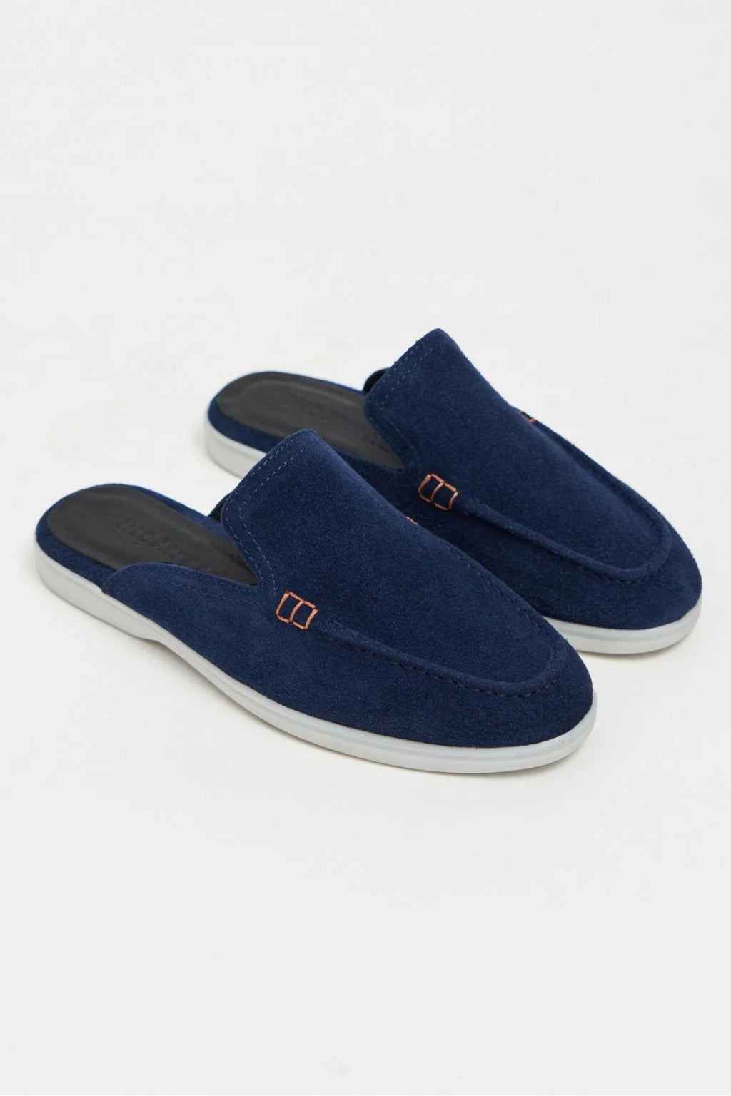 Sorrento – Handcrafted Genuine Suede Leather Mule Loafers – Navy Suede
