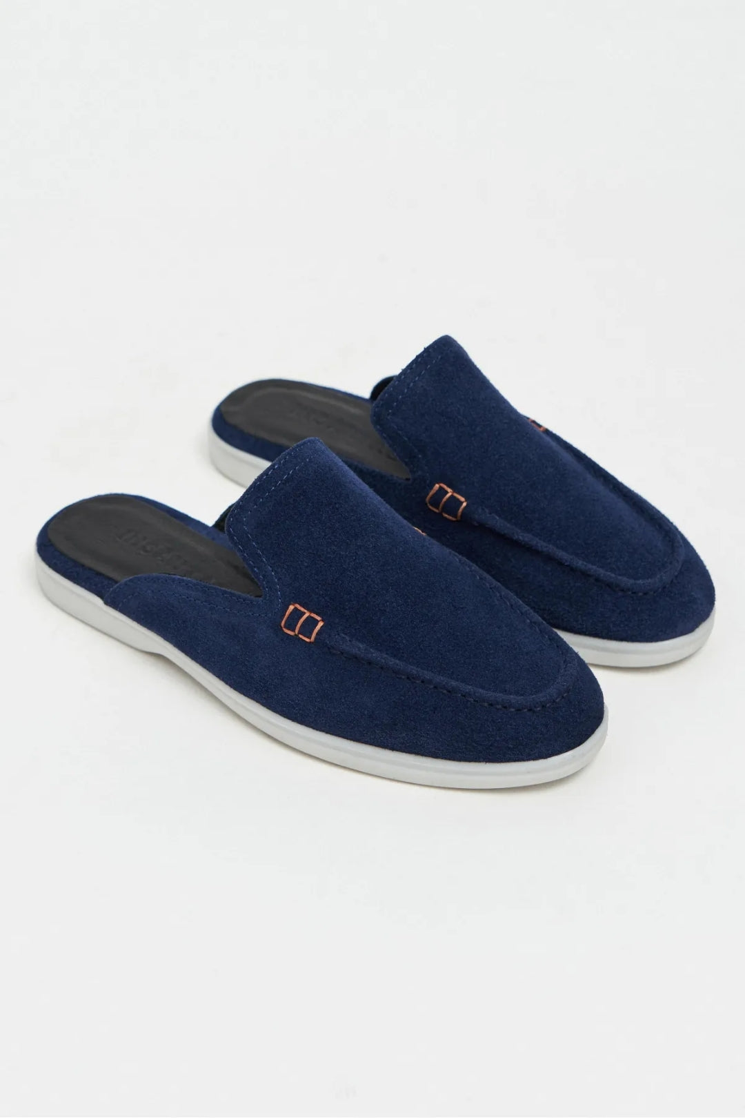 Sorrento – Handcrafted Genuine Suede Leather Mule Loafers – Navy Suede