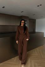 Veylora Sculpted Waist Wide-Leg Lounge Set