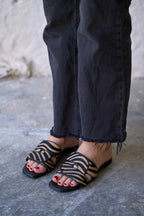Linear Zebra Genuine Suede Women's Slippers