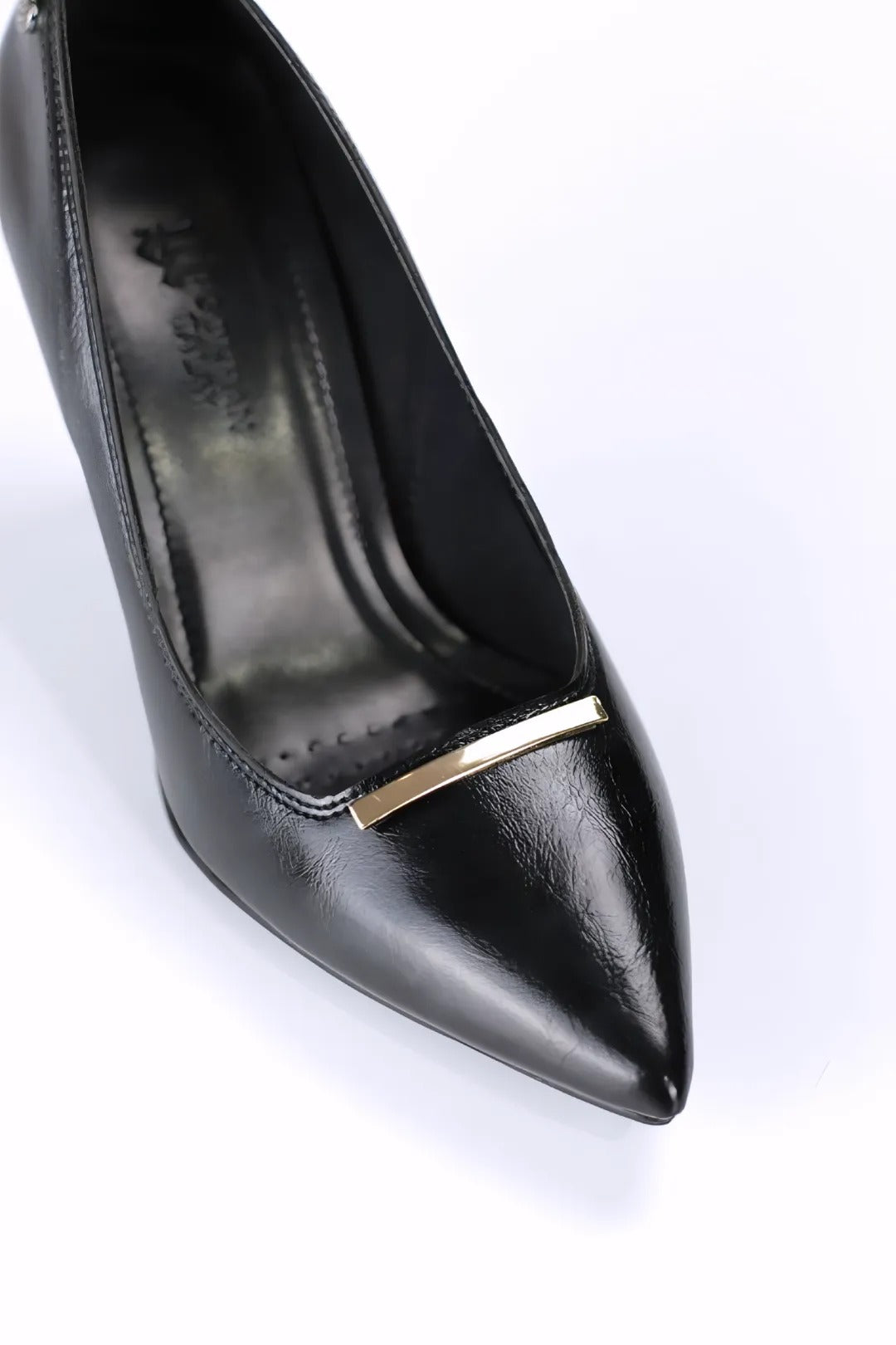 Arina 8 cm Siyah Kadın Topuklu Ayakkabı – İnce Çubuk Tokalı Rugan – Siyah Rugan