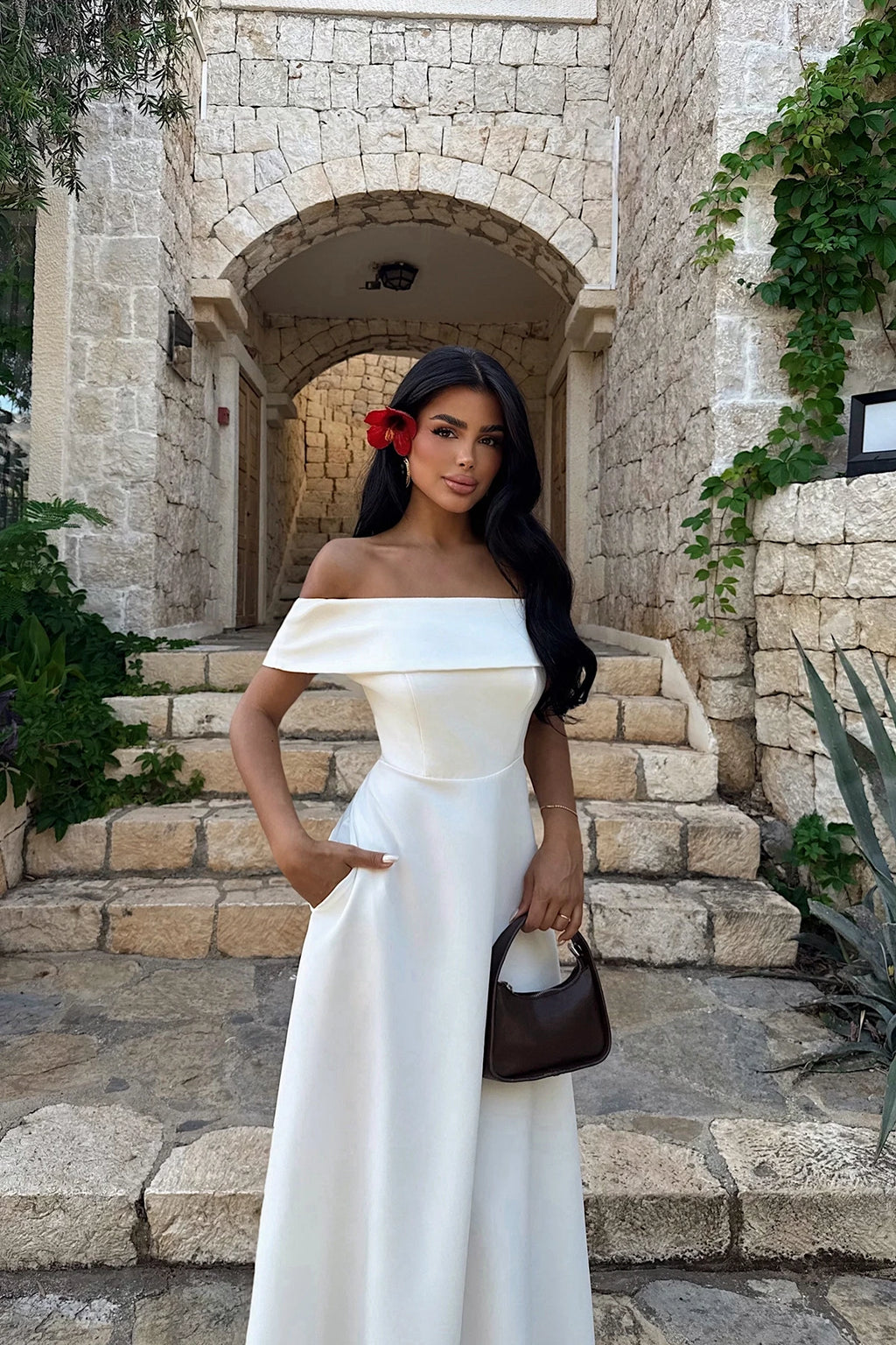 Siena Off-Shoulder Flare Dress – White