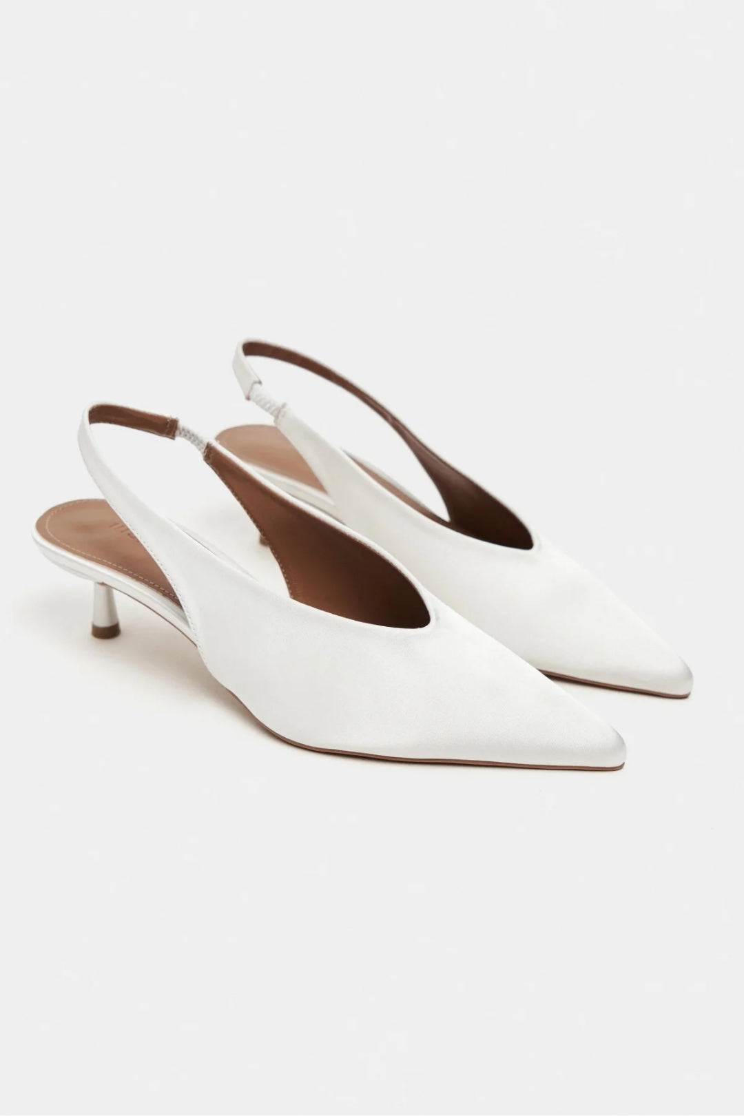 Wilson Pearl Satin Slingback Kitten Heels – Coffee
