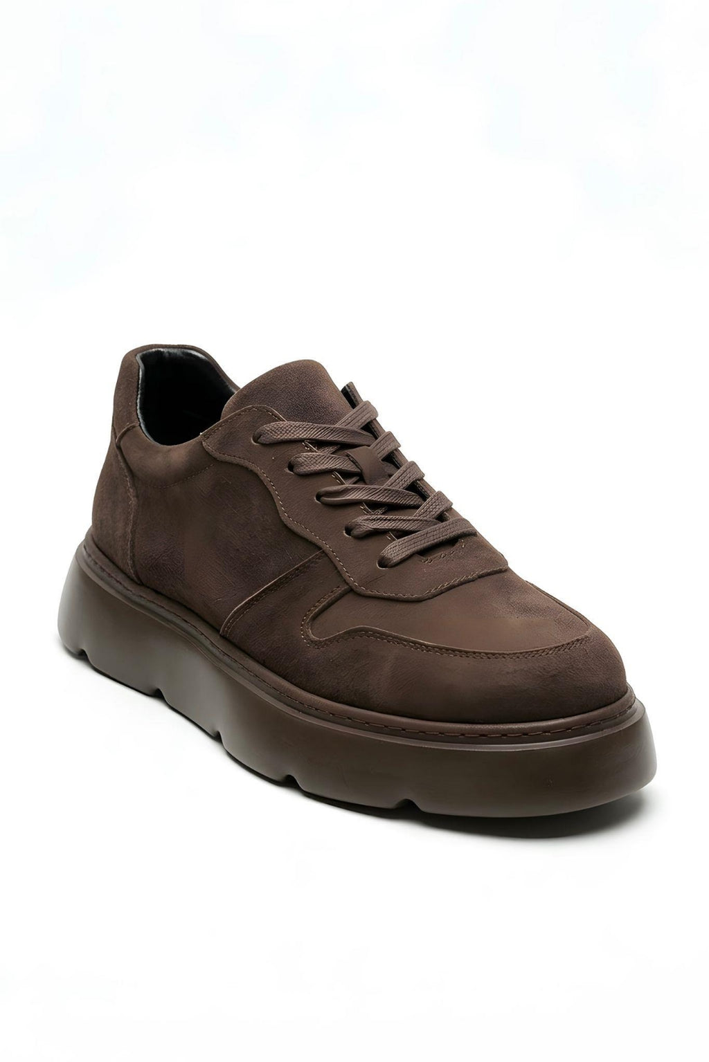 Moreno Kahverengi %100 Hakiki Nubuk Deri 4 CM Eva Taban Sneaker