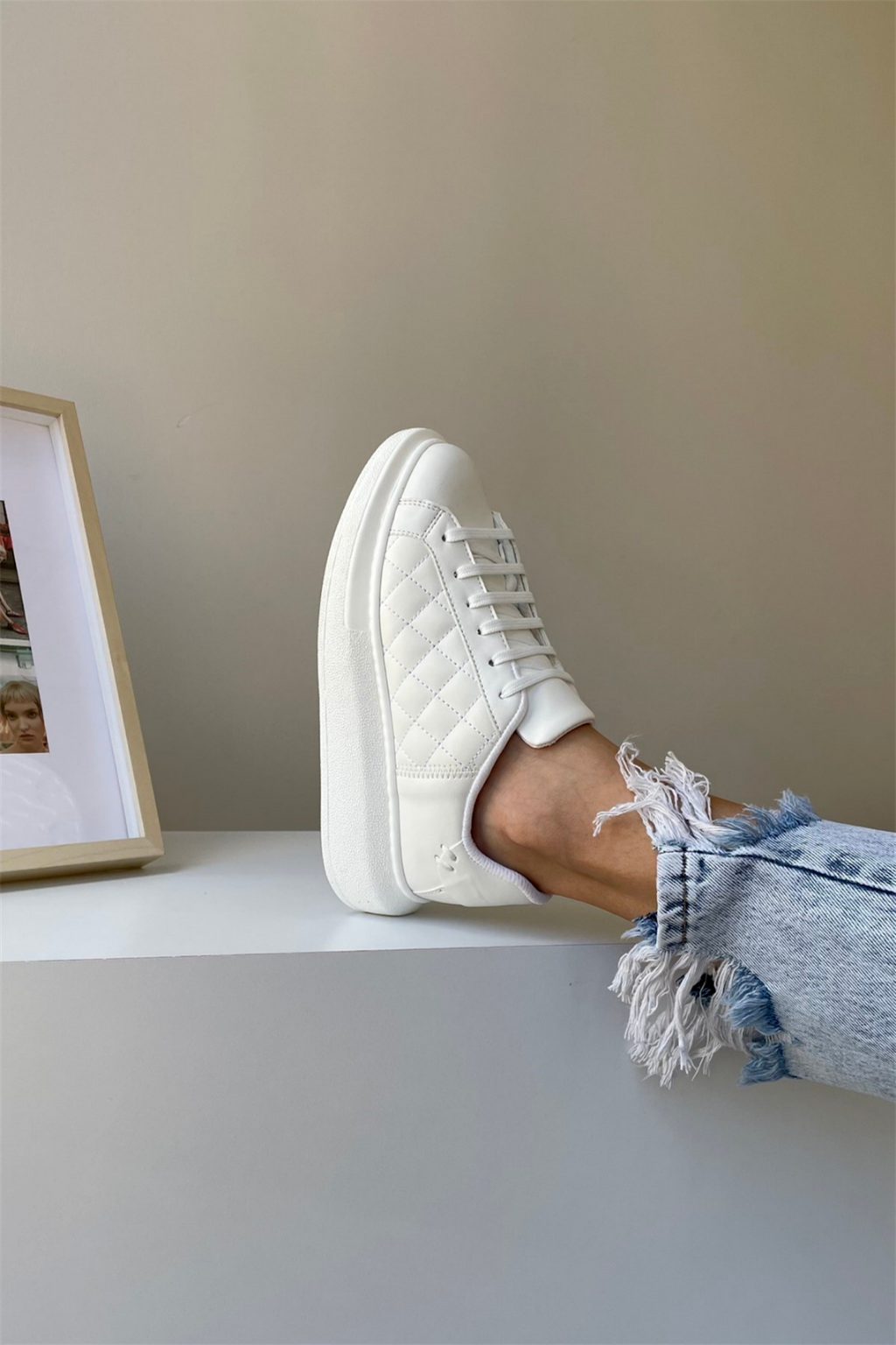 Waffle Sole Kapitone Kadın Sneaker Serisi - Siyah