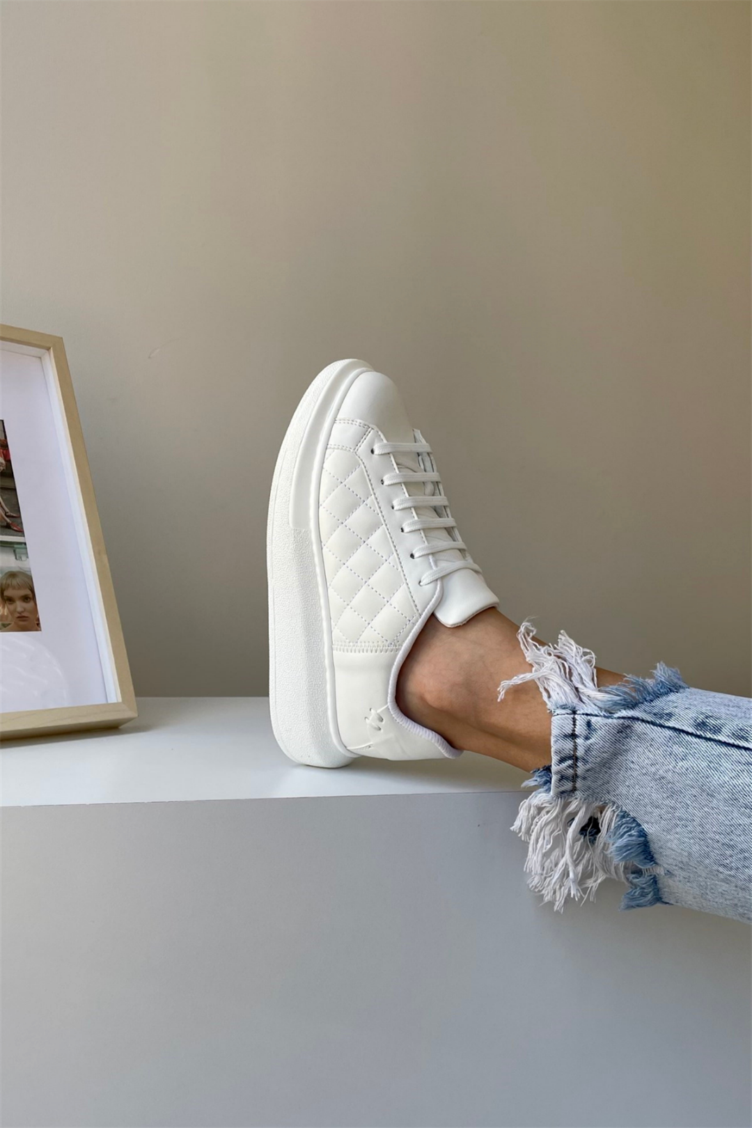 Waffle Sole Kapitone Kadın Sneaker Serisi - Siyah