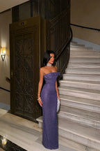 Velysse Sequin Strapless Maxi Dress – Purple
