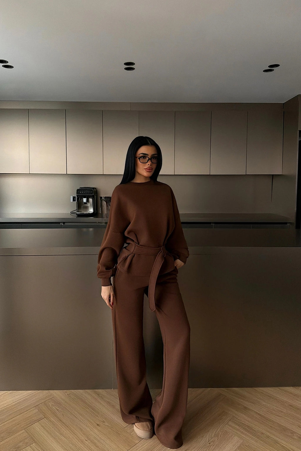 Veylora Sculpted Waist Wide-Leg Lounge Set
