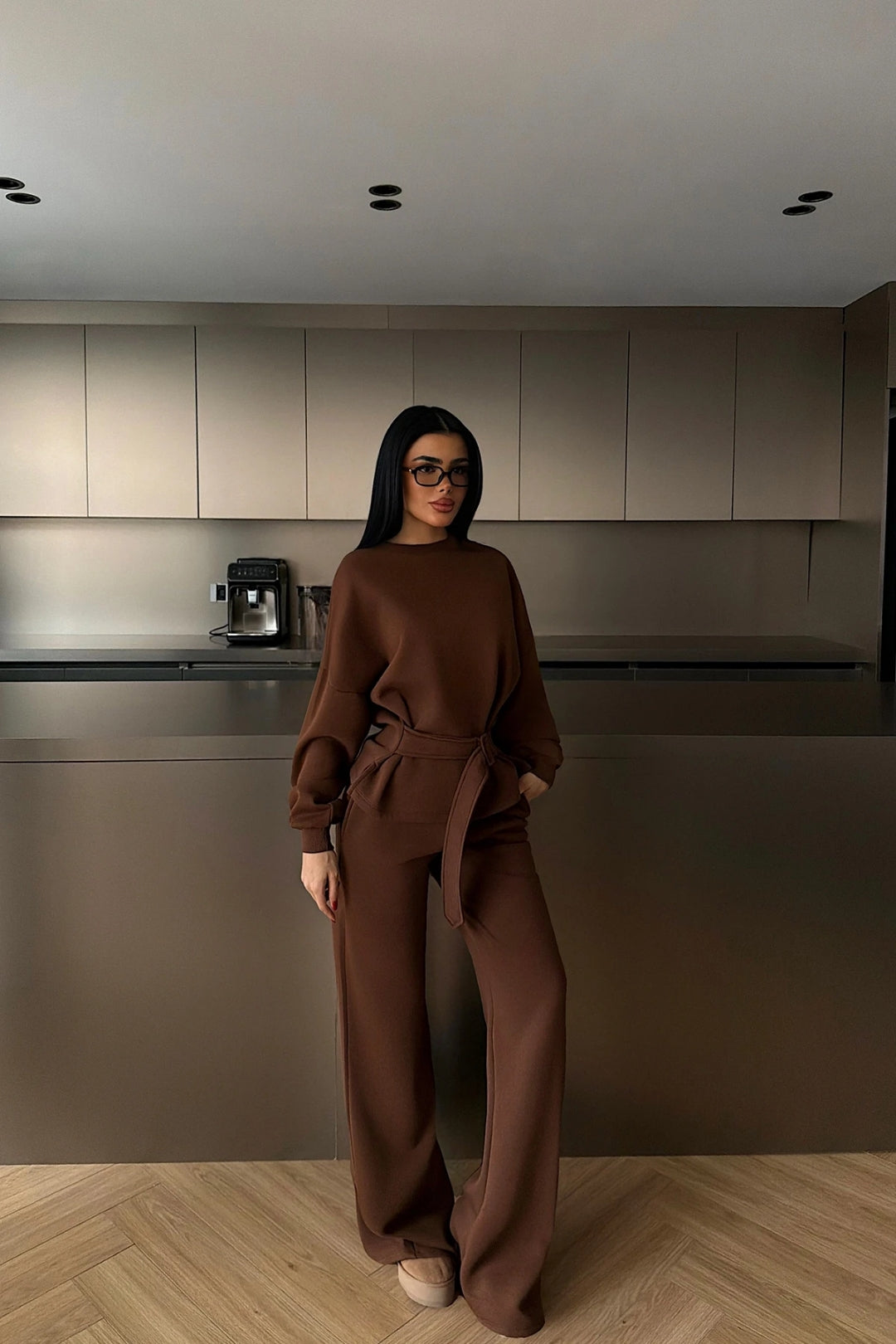 Veylora Sculpted Waist Wide-Leg Lounge Set