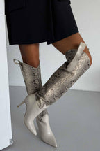 Velmora Croc-Texture Knee-High Boots